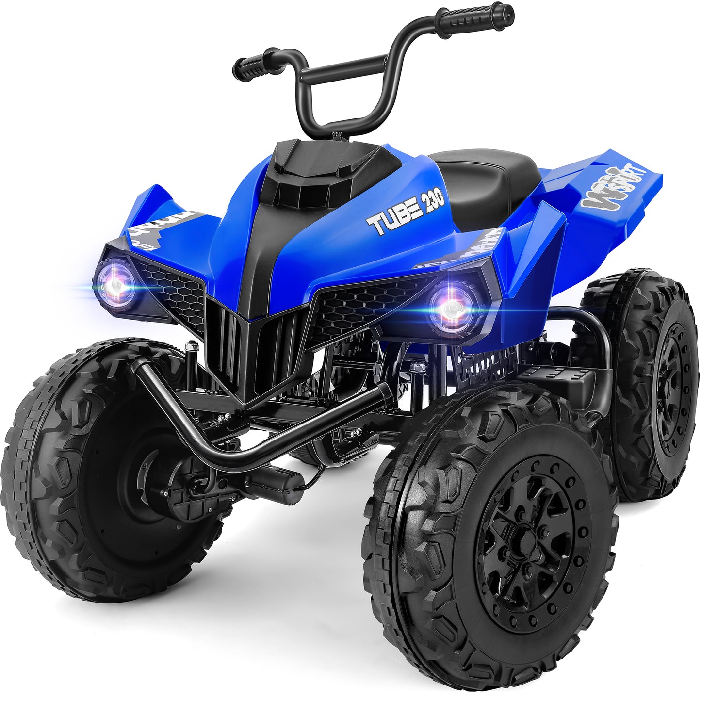 24V Iron-Frame 2 Seater Ride on ATV for Big Kids,4WD Heavy-Duty ATV for Kids with Bluetooth,4 Wheeler Ride on Car with Realistic Sounds,Spring Suspension,Ultimate Adventure for Boy&Girls,Blue