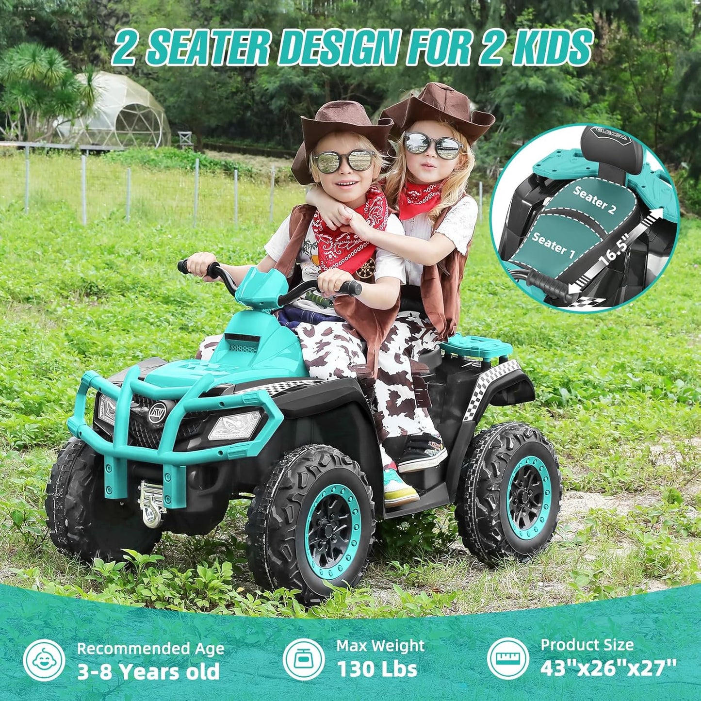 12V Electric Four Wheeler for Kids with 10AH Battery