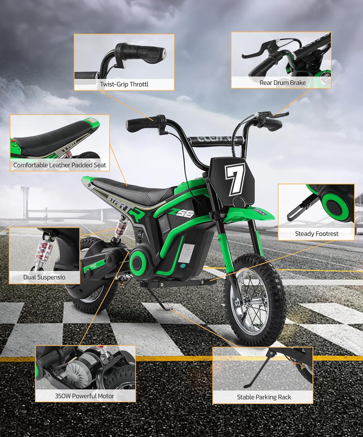 ELEMARA Electric Dirt Bike (Green)