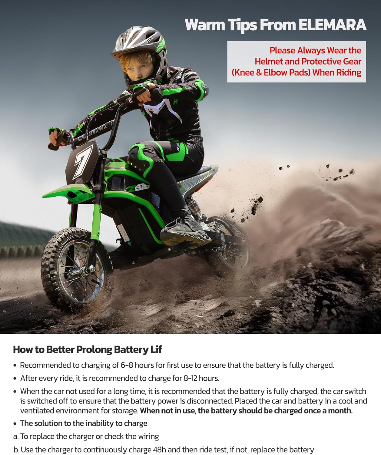 ELEMARA Electric Dirt Bike (Green)