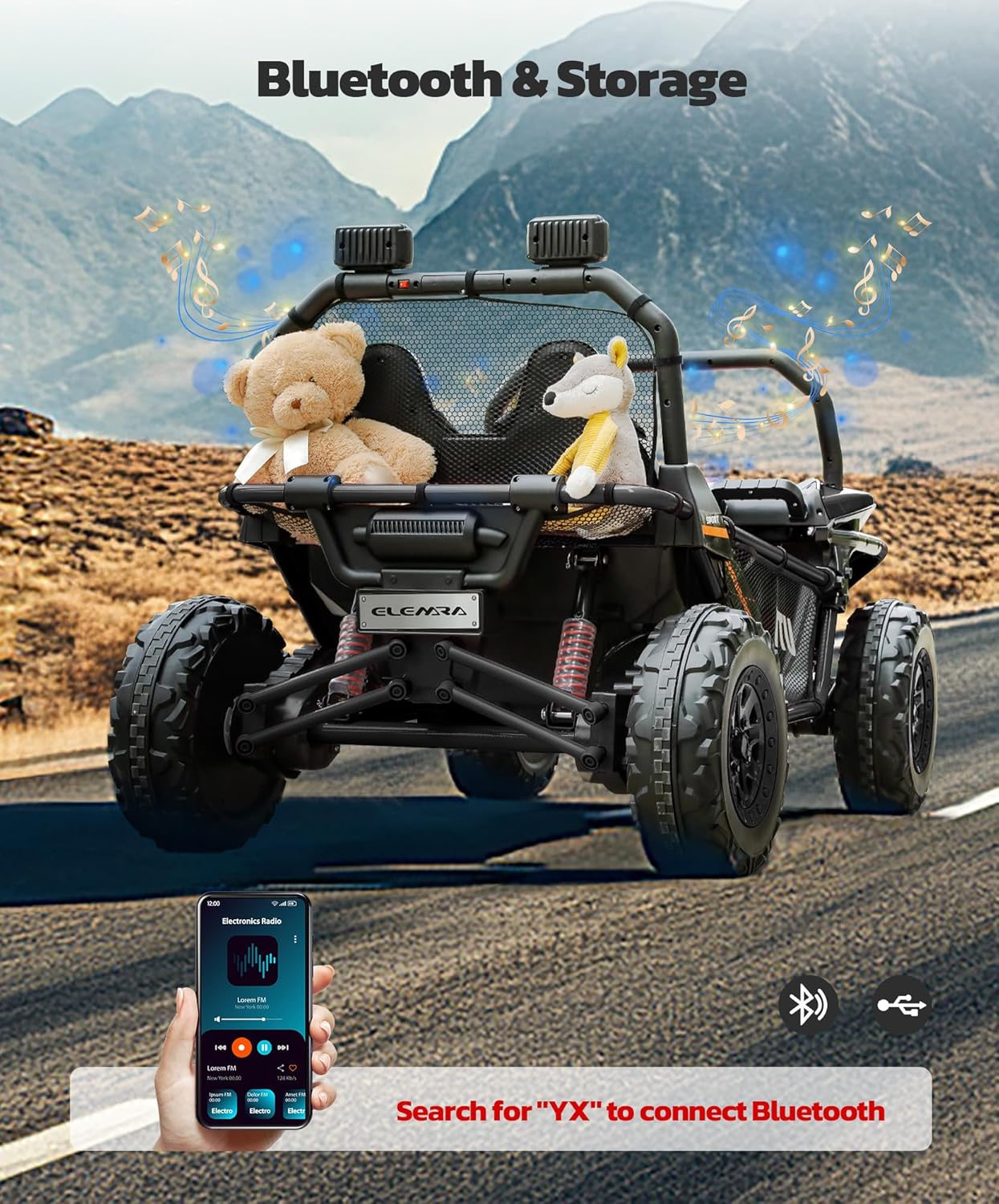 24V Ride on Car for Kids, 2 Seater XL 20" Seat Ride on Toy, 10AH 4WD Battery Powered 4.5MPH Electric Car with Remote, 3 Speeds, Music Gift for Ages 3-8