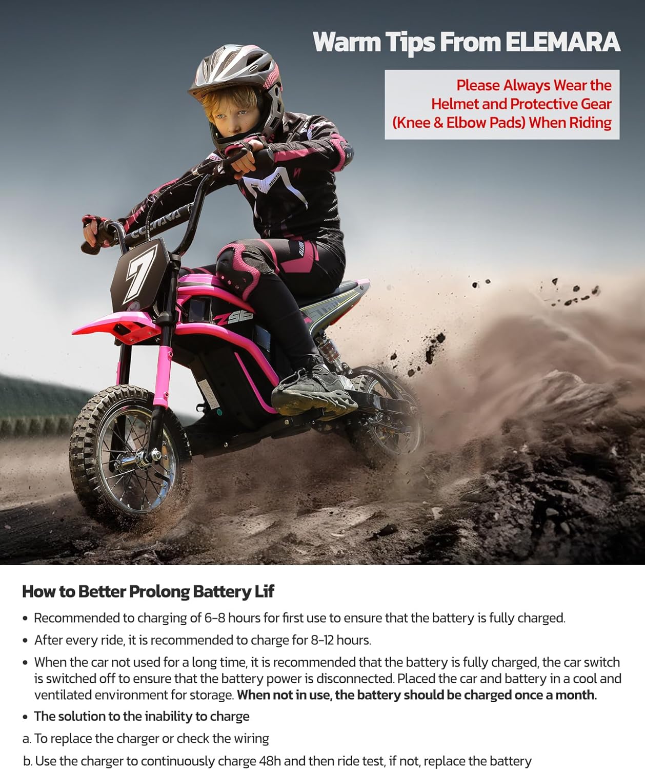ELEMARA Electric Dirt Bike (Pink)