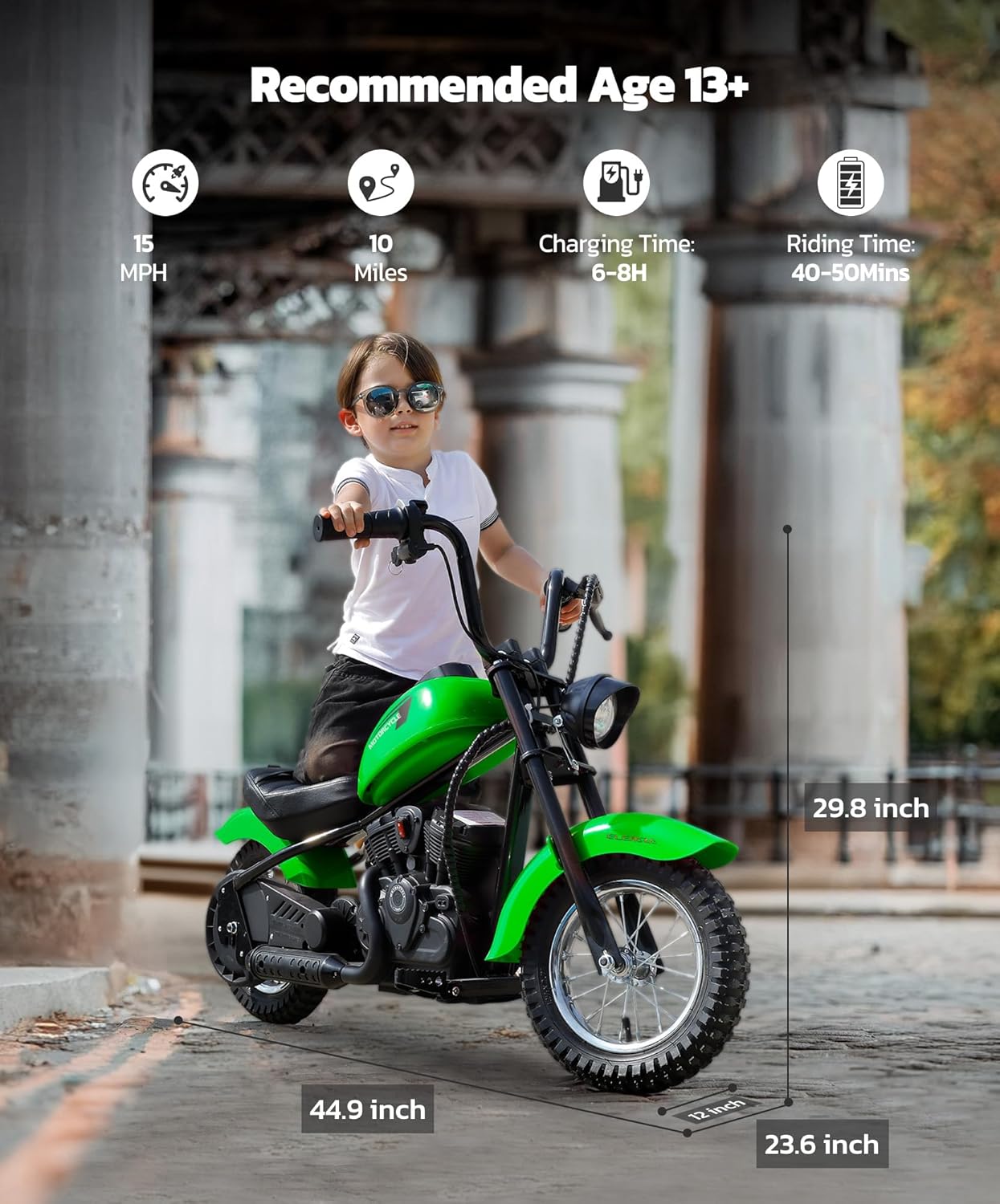 ELEMARA Dirt Bike Electric, 15 mph & 150lb Max, Motor Bikes for Kids