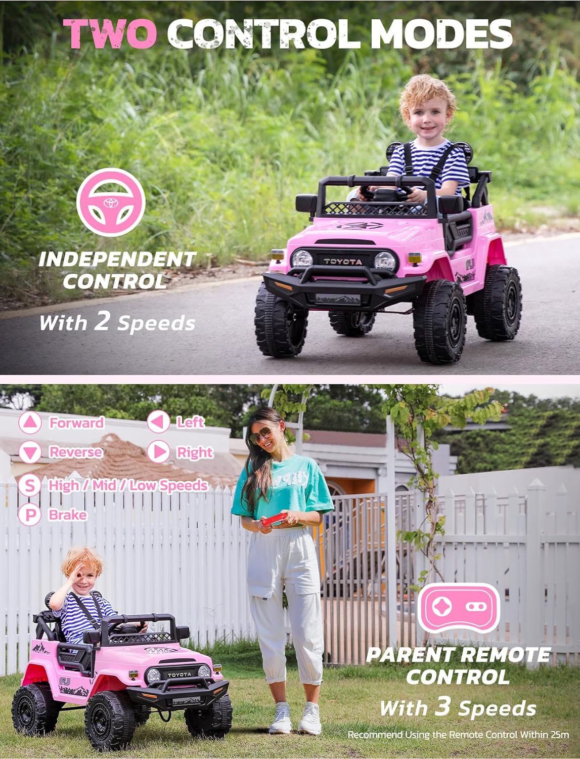 ELEMARA Ride on Car 12V 7AH Toyota FJ40 Electric Off-Road SUV Vehicle