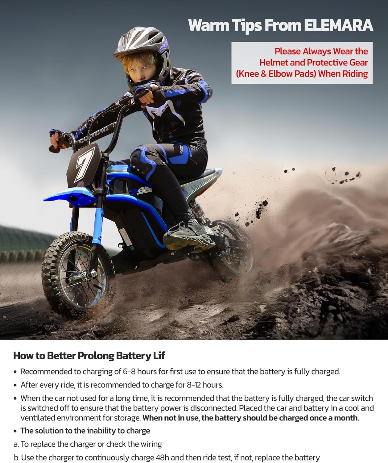 ELEMARA Electric Dirt Bike (Blue)
