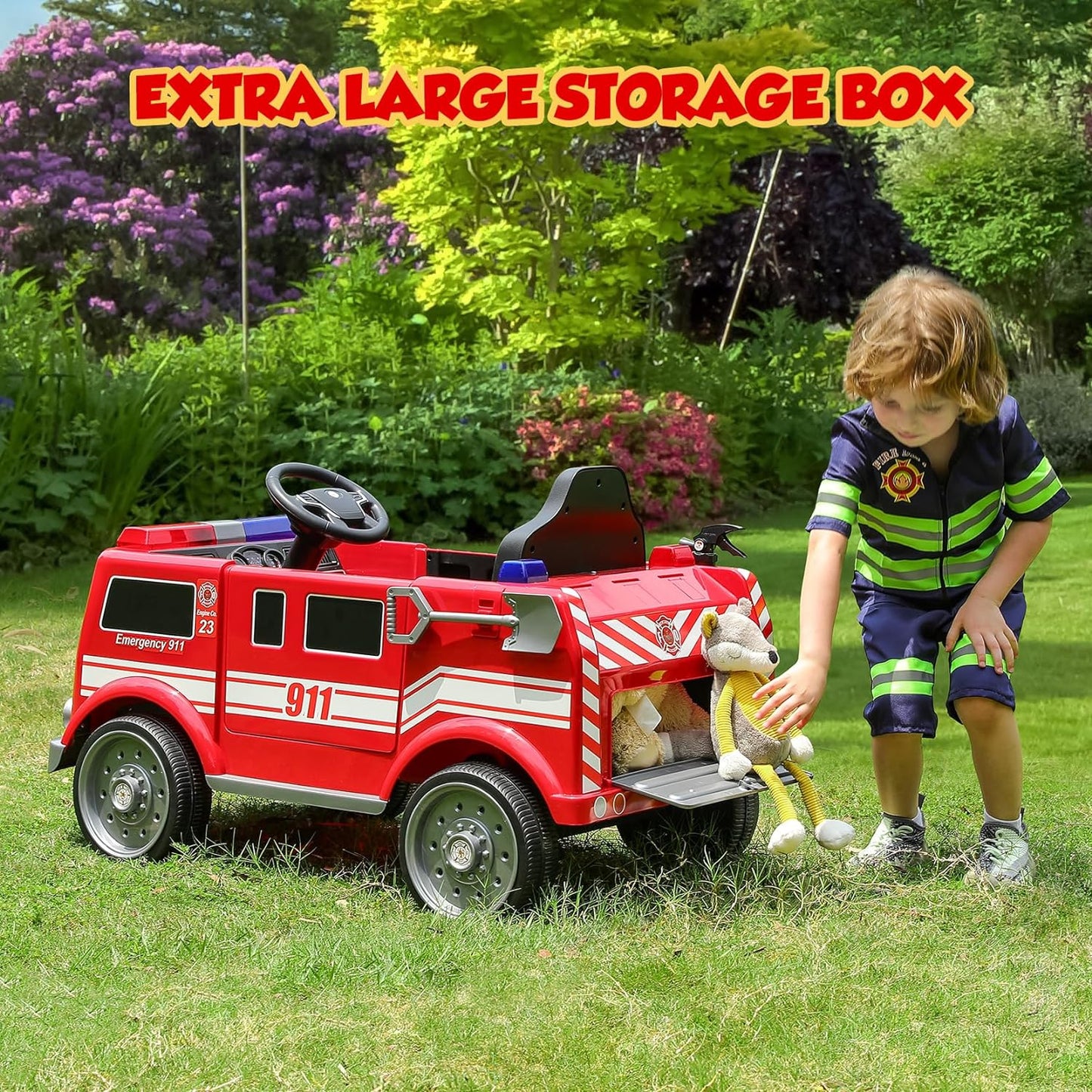 12V7AH Ride on Fire Truck Electric Ride on Car for Kids