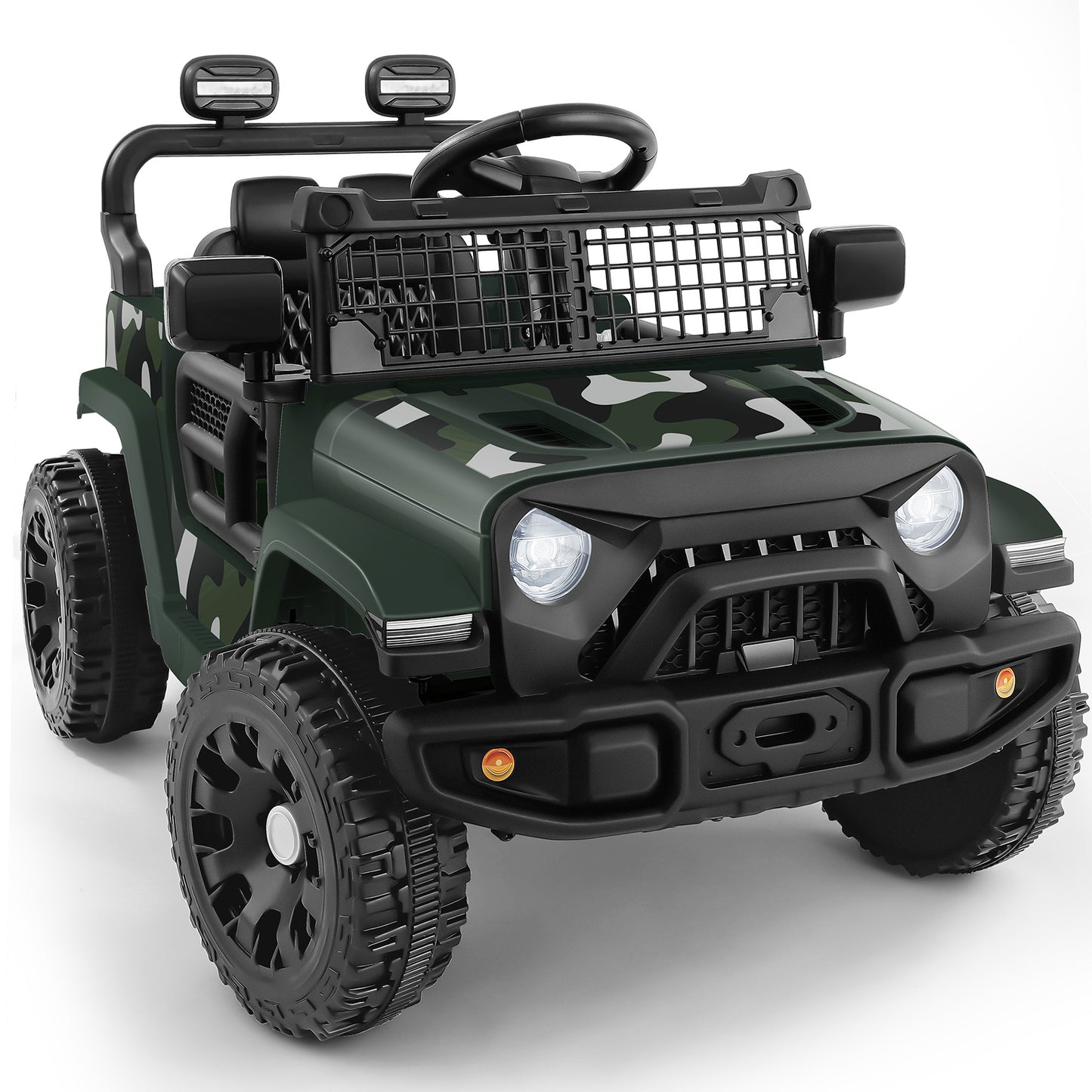 Ride On Car, Bluetooth Ride on Toys for Toddlers, 12V Kids Battery Powered Vehicles w/Remote, 3.5 mph Motorized Off-Road Truck, Electric Car for Kids w/3 Speeds,LED Lights- Olive