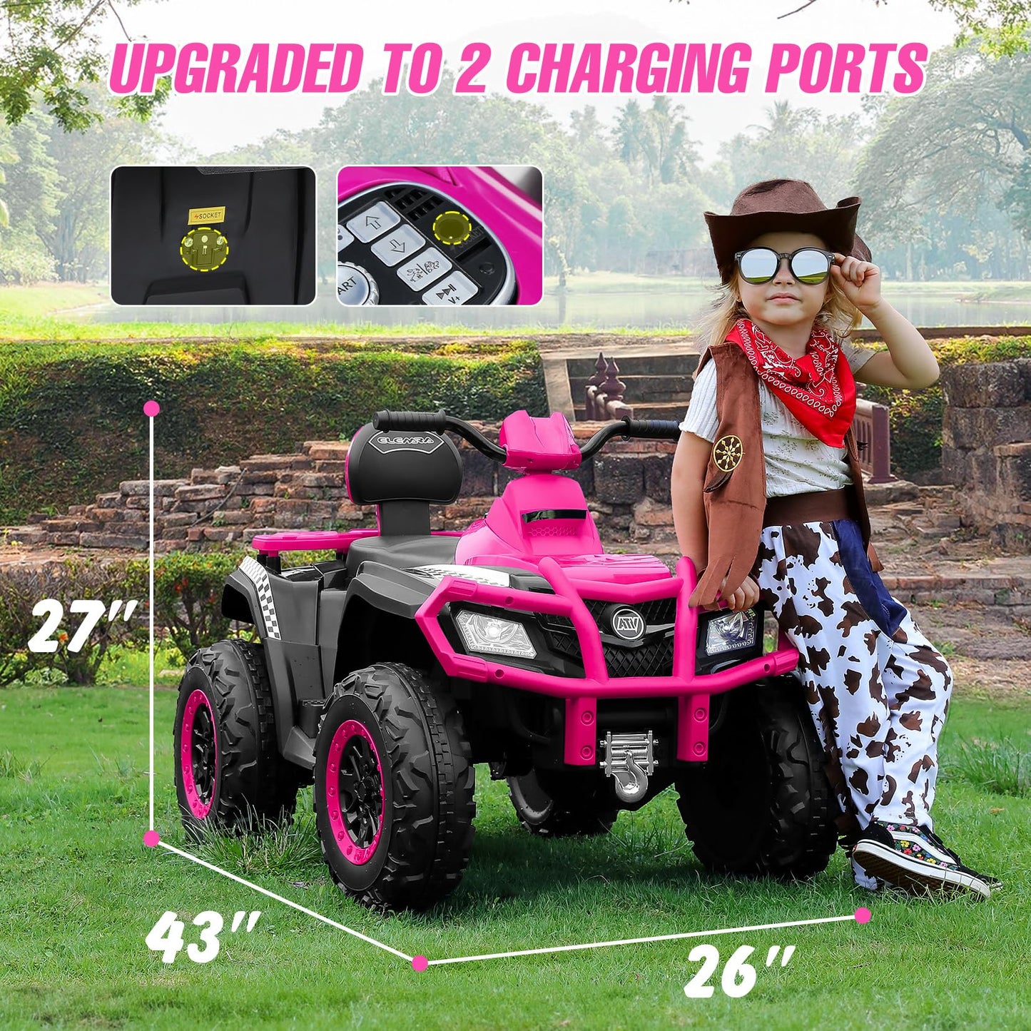 ELEMARA 24V 2 Seater Kids Ride-On Electric ATV