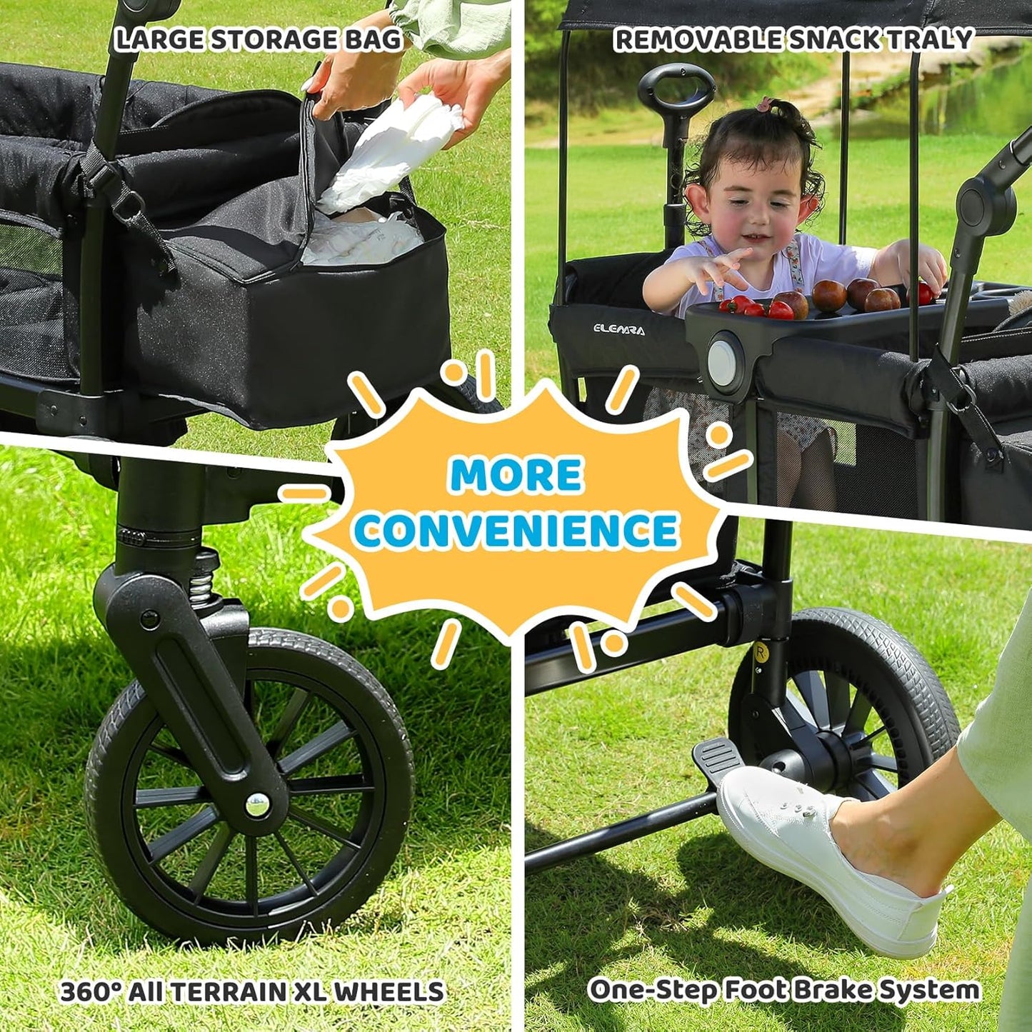 ELEMARA Wagon Stroller for 2 Kids