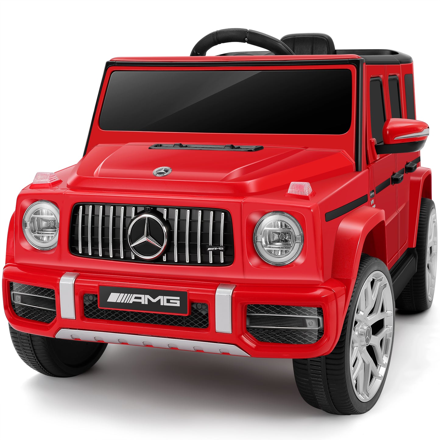 Licensed Mercedes-Benz AMG G63 Ride on Toys,Drivable Car for Toddler,Kids' Electric Vehicles,Dual Mode of Flashing Light/LED Light,Low Battery Prompt,Bluetooth,Music& Horn,Soft Start,Red