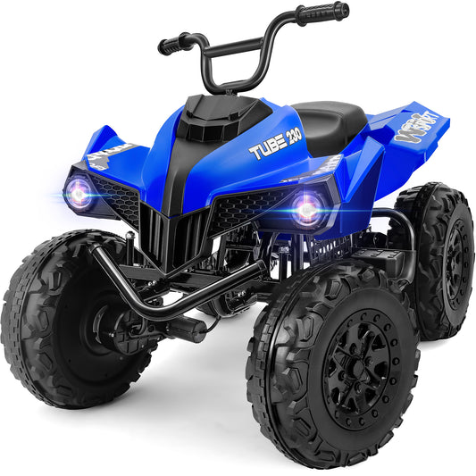 24V Iron-Frame 2 Seater Ride on ATV for Big Kids,4WD Heavy-Duty ATV for Kids with Bluetooth,4 Wheeler Ride on Car with Realistic Sounds,Spring Suspension,Ultimate Adventure for Boy&Girls,Blue