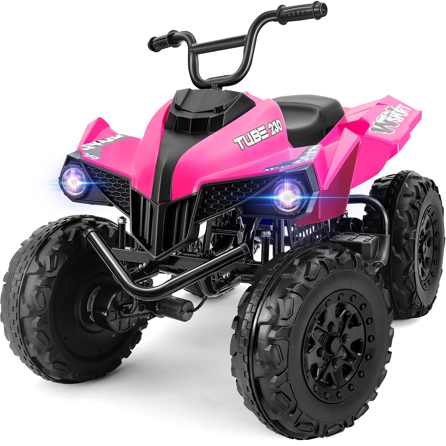 24V Iron-Frame 2 Seater Ride on ATV for Big Kids,4WD Heavy-Duty ATV for Kids with Bluetooth,4 Wheeler Ride on Car with Realistic Sounds,Spring Suspension,Ultimate Adventure for Boy&Girls,Pink