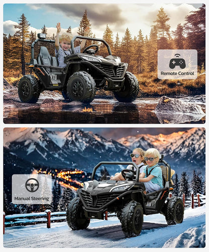 24V Ride on Car for Kids, 2 Seater XL 20" Seat Ride on Toy, 10AH 4WD Battery Powered 4.5MPH Electric Car with Remote, 3 Speeds, Music Gift for Ages 3-8