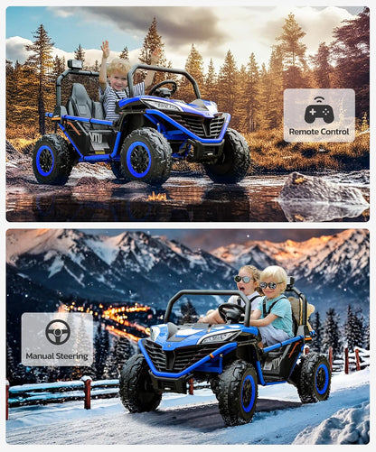 24V Ride on Car for Kids, 2 Seater XL 20" Seat Ride on Toy, 10AH 4WD Battery Powered 4.5MPH Electric Car with Remote, 3 Speeds, Music Gift for Ages 3-8