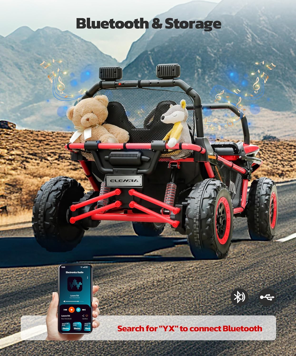 24V Ride on Car for Kids, 2 Seater XL 20" Seat Ride on Toy, 10AH 4WD Battery Powered 4.5MPH Electric Car with Remote, 3 Speeds, Music Gift for Ages 3-8