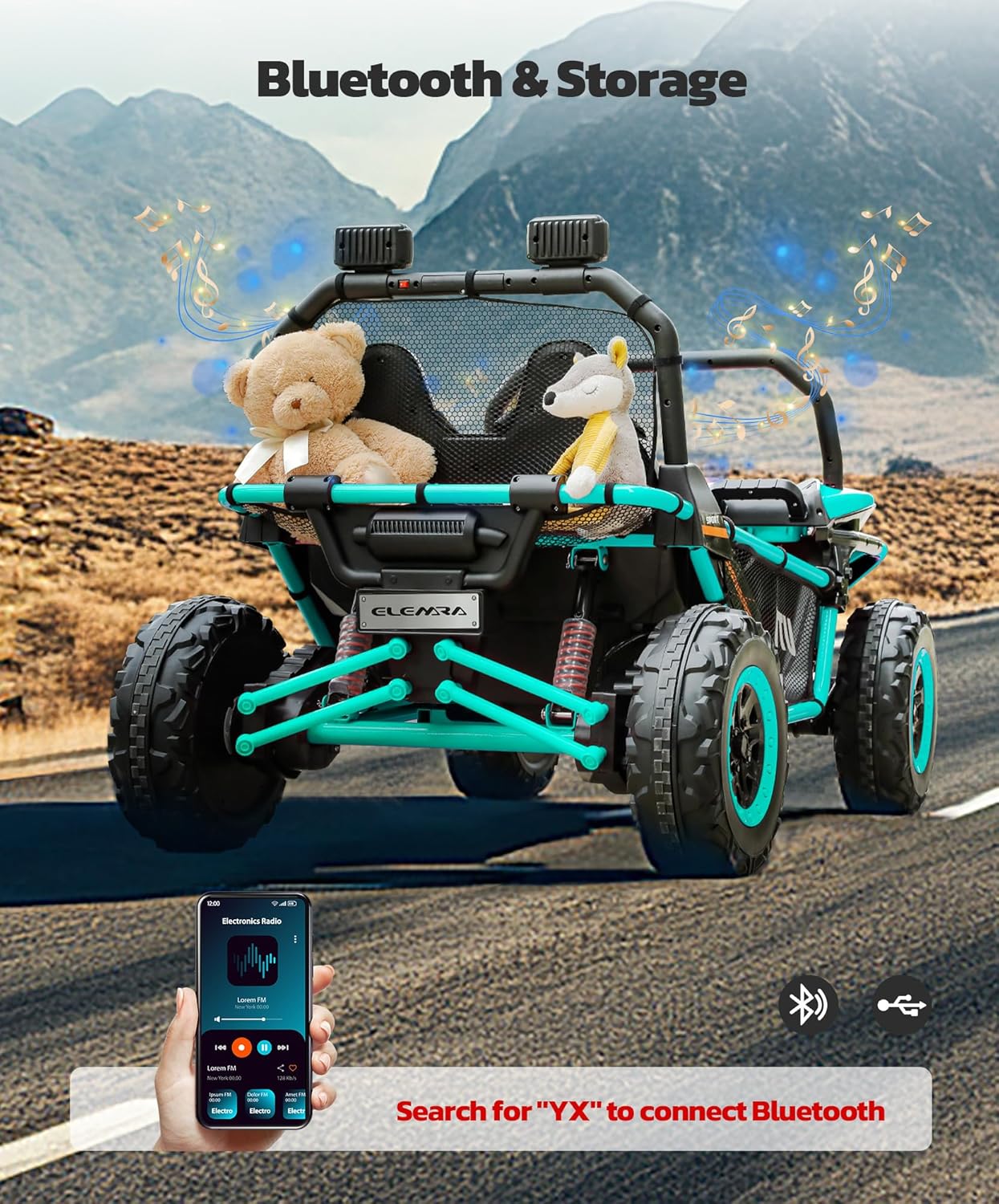 24V Ride on Car for Kids, 2 Seater XL 20" Seat Ride on Toy, 10AH 4WD Battery Powered 4.5MPH Electric Car with Remote, 3 Speeds, Music Gift for Ages 3-8