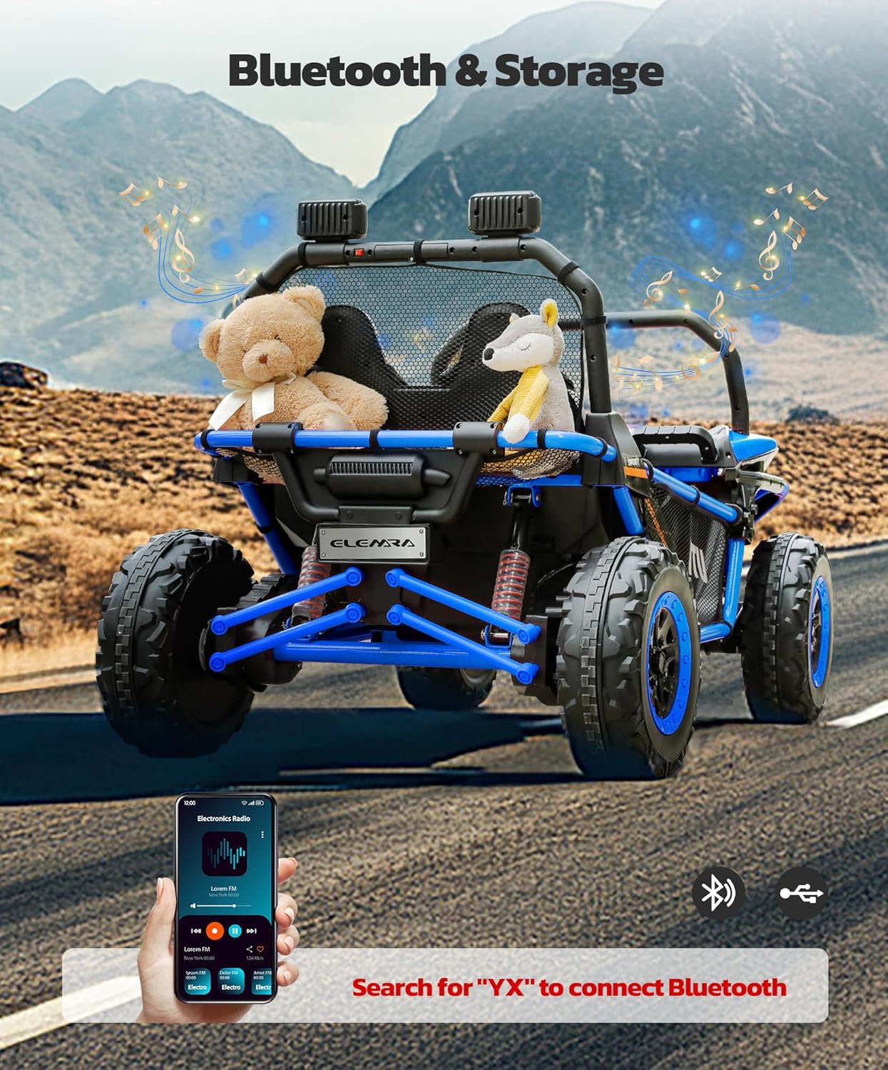 24V Ride on Car for Kids, 2 Seater XL 20" Seat Ride on Toy, 10AH 4WD Battery Powered 4.5MPH Electric Car with Remote, 3 Speeds, Music Gift for Ages 3-8