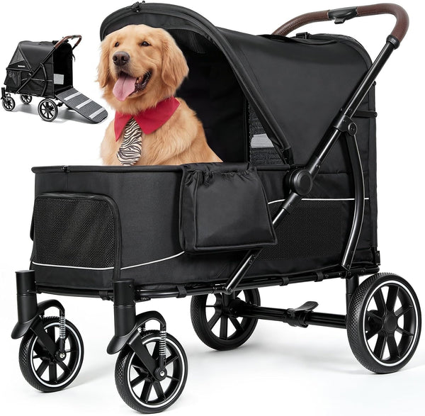 ELEMARA Heavy-Duty Large Dog Stroller with Walk-in Ramp