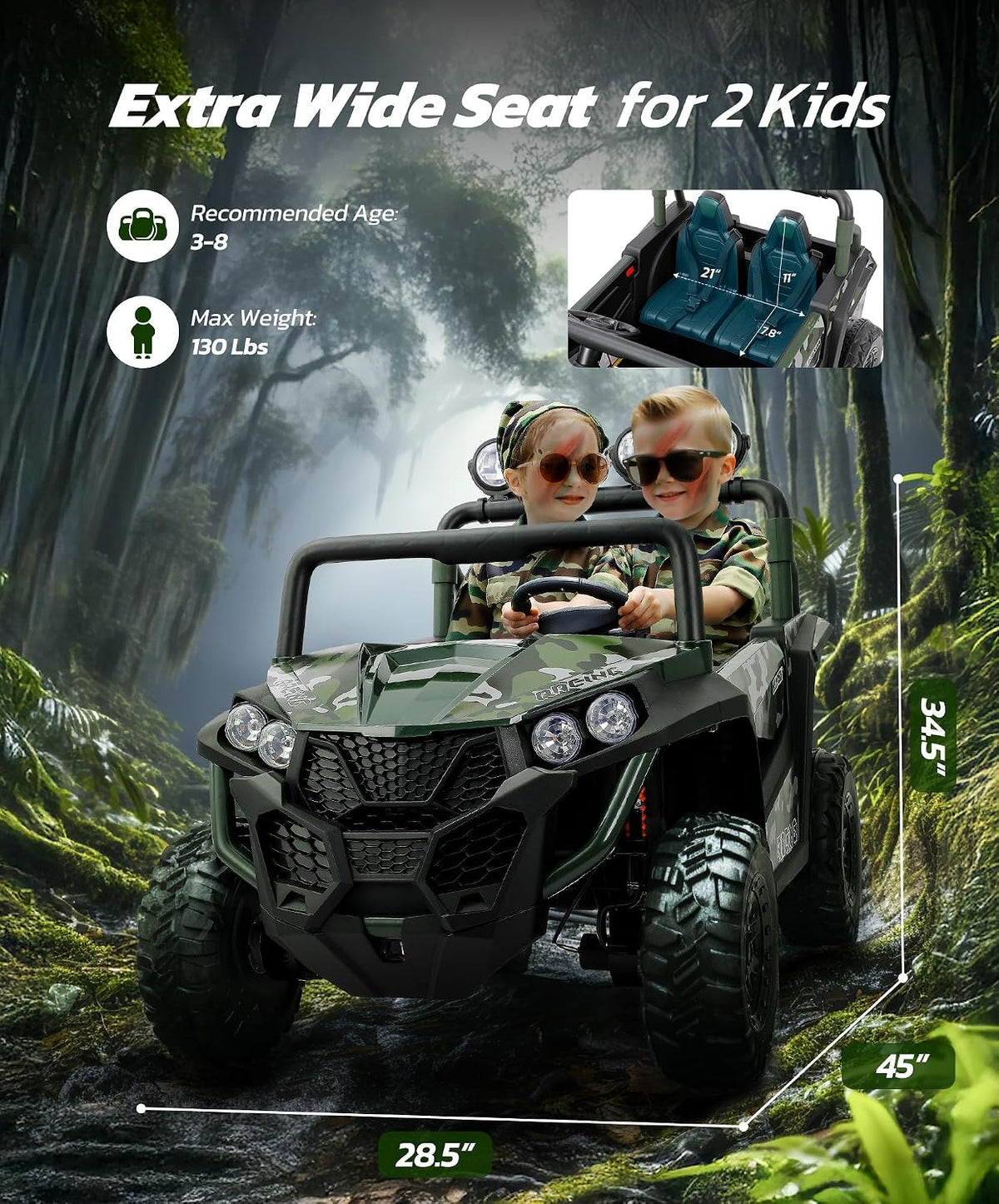 ELEMARA 2 Seater 24V Ride on UTV for Big Kids