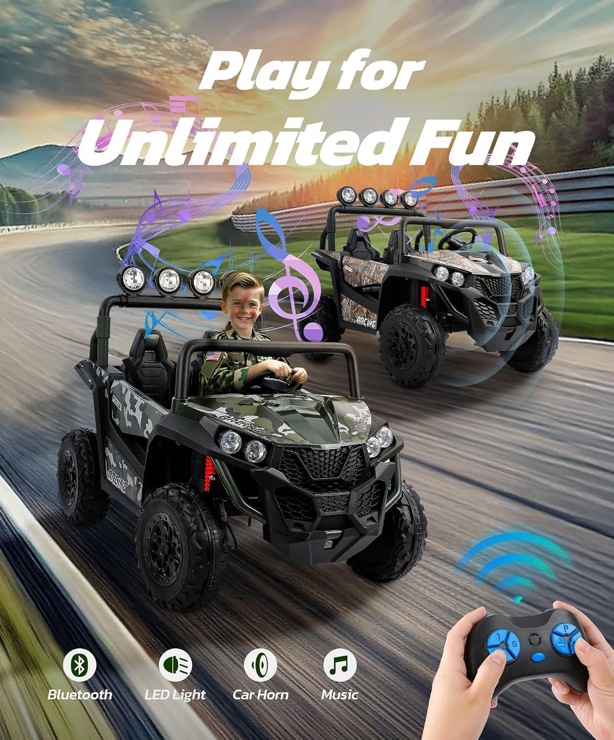 ELEMARA 2 Seater 24V Ride on UTV for Big Kids