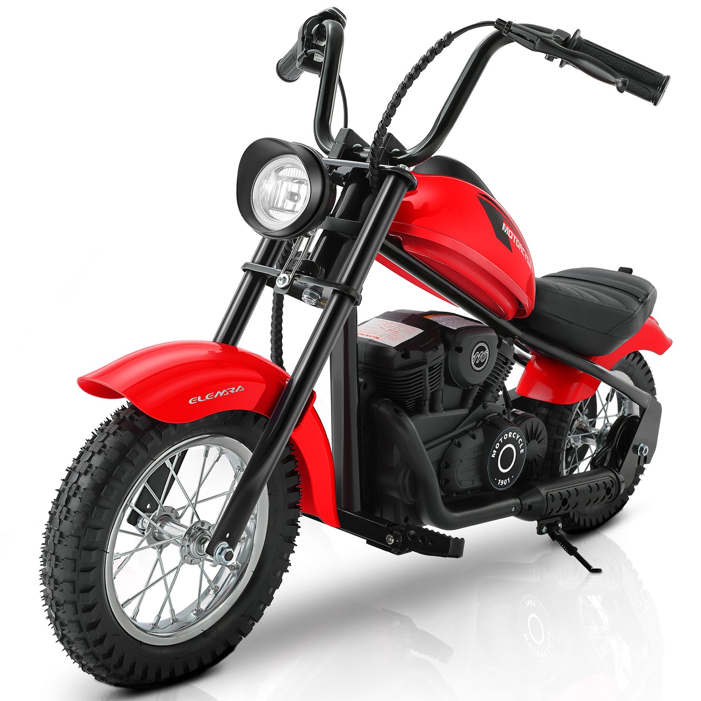 Electric Dirt Bike, 15 mph & 150lb Max, 24V Ride on Toy for Big Kids w/LED Lights & Power Display,Chain-Driven Motor,Twist-Grip Throttle, Shock Springs,Handbrake,12" Air-Filled Tires-Red