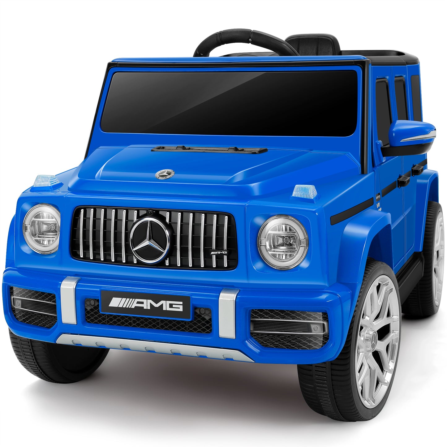 Licensed Mercedes-Benz AMG G63 Ride on Toys,All-Terrain Kids Car with 2.4G Remote Control,Battery Powered Electric Ride On Vehicle w/Bluetooth,Dual Mode of Flashing Light/LED Light,Music,Blue