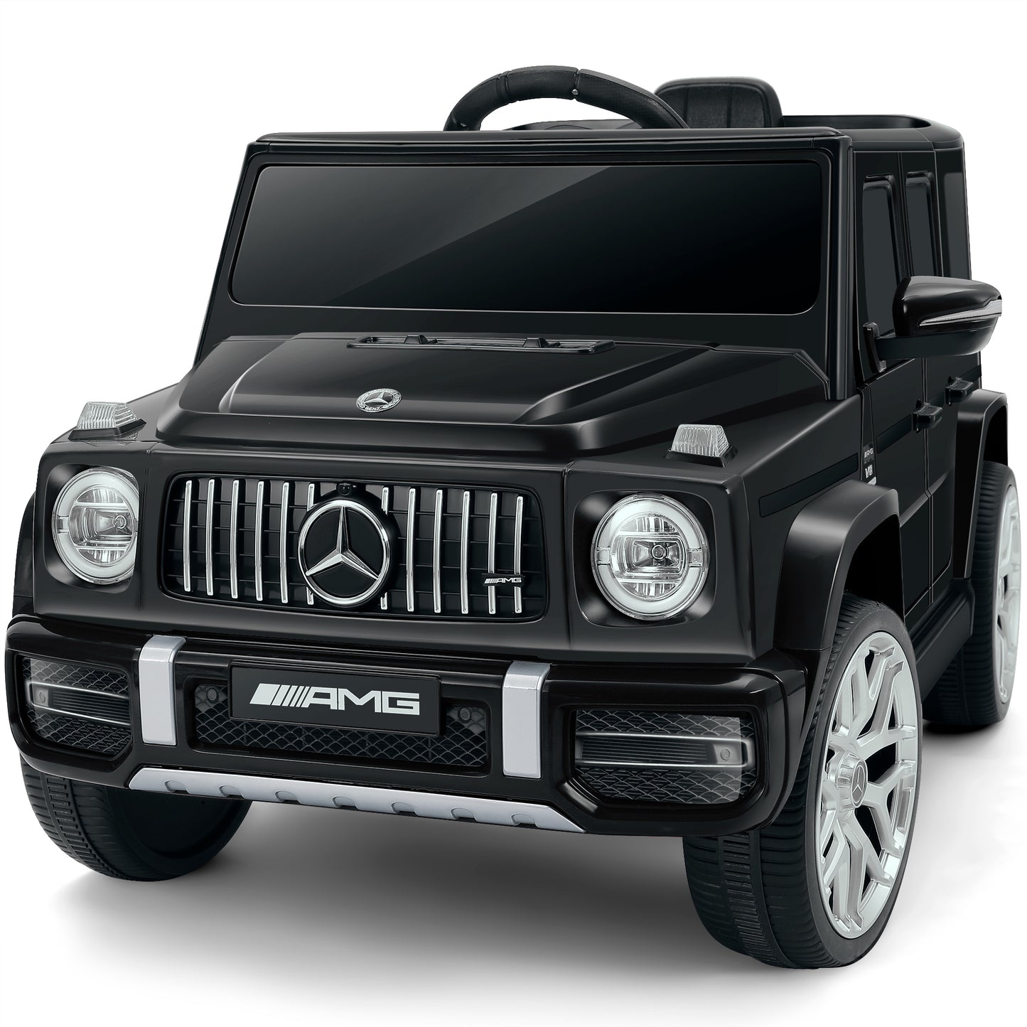 Licensed Mercedes-Benz AMG G63 Ride on Toys,12V Ride on Car with Remote Control,Rechargeable Battery,Flickering Lights/LED Lights, Bluetooth,Music & Horn, Soft Start, Low Battery Prompt,Black