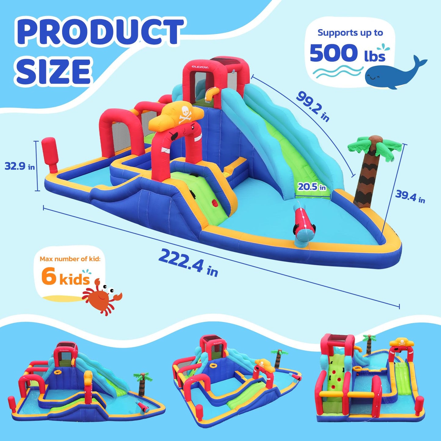 ELEMARA Inflatable Water Slide Bounce House