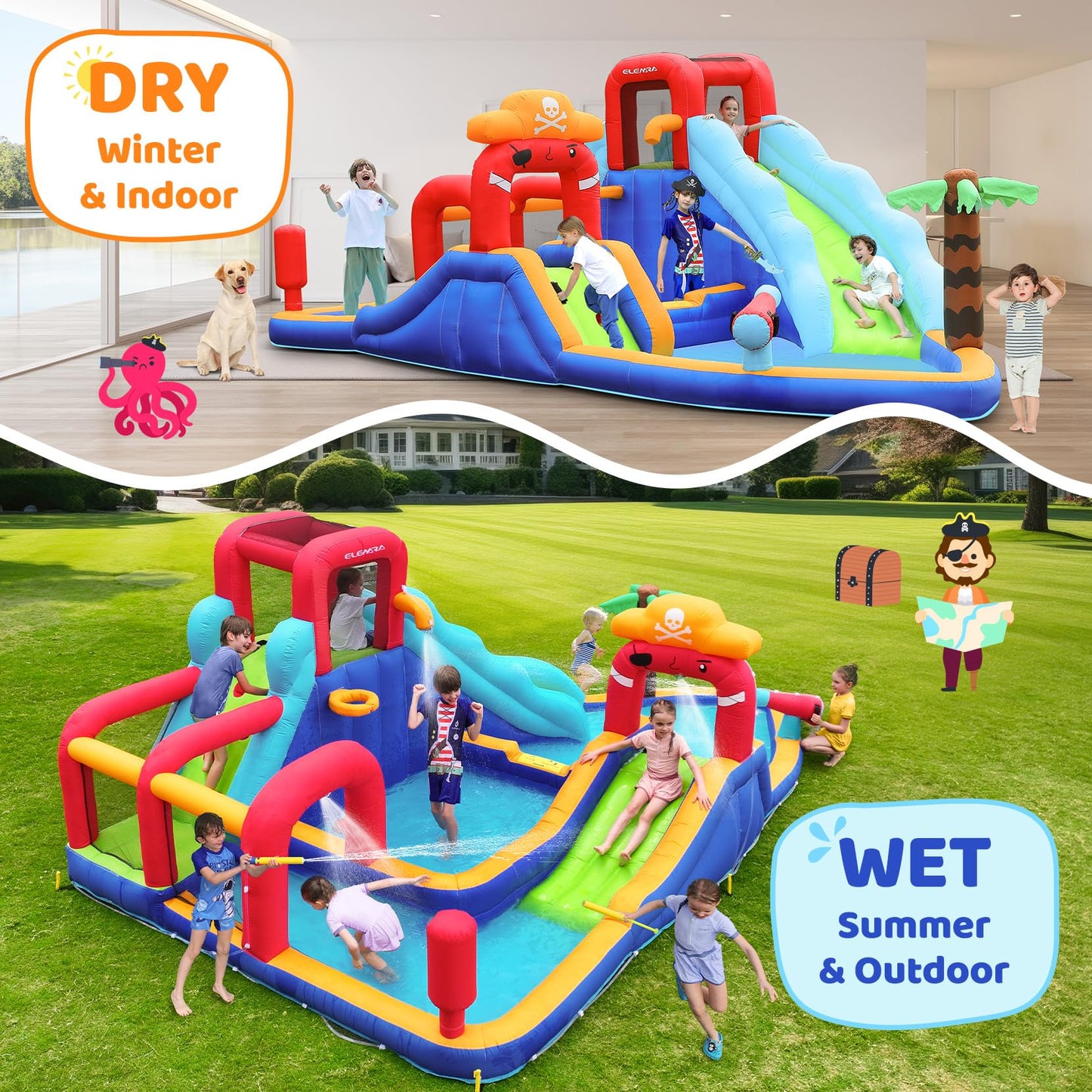 ELEMARA Inflatable Water Slide Bounce House