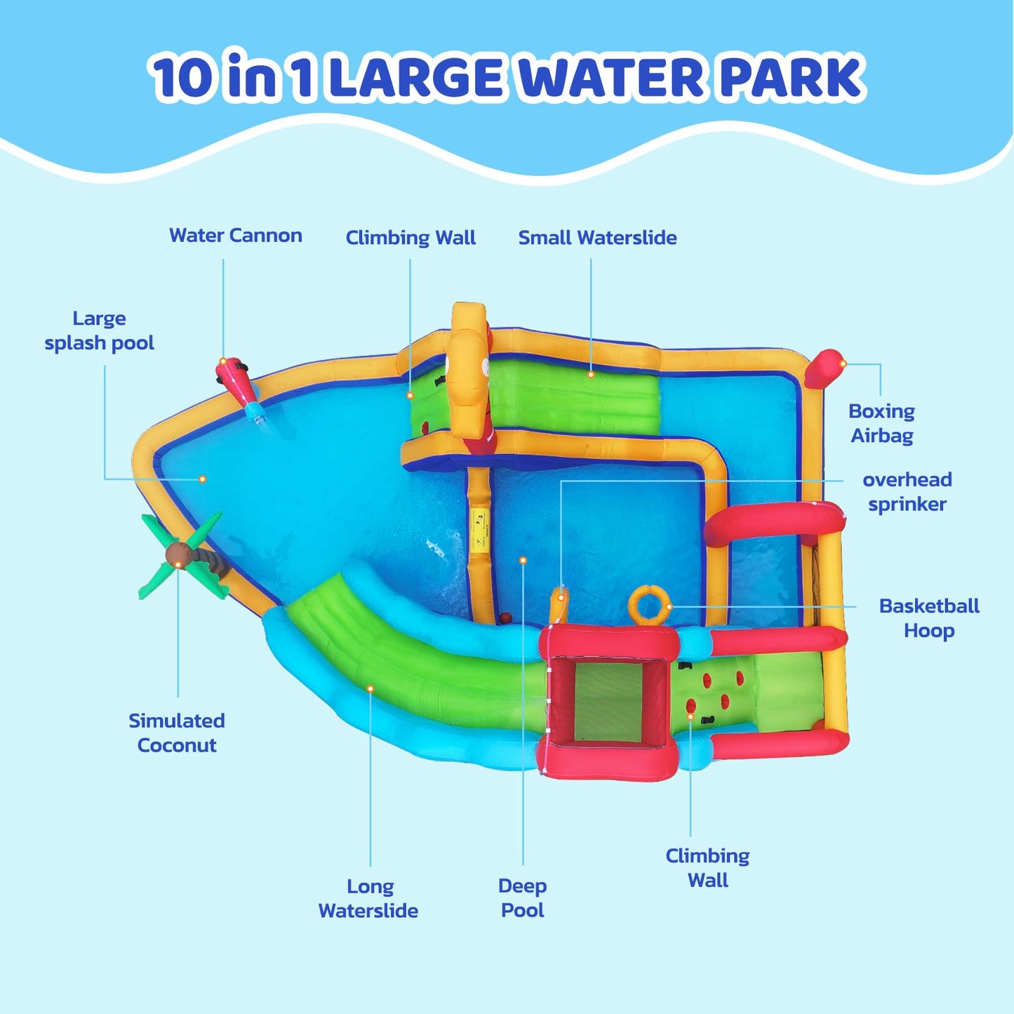 ELEMARA Inflatable Water Slide Bounce House