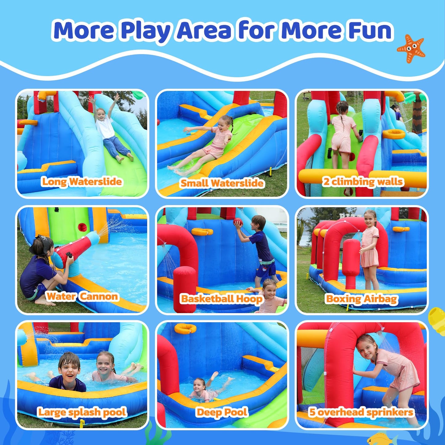ELEMARA Inflatable Water Slide Bounce House