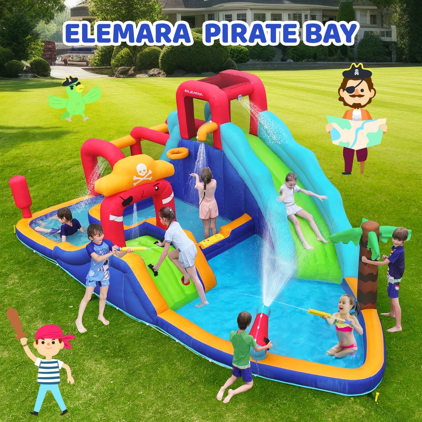 ELEMARA Inflatable Water Slide Bounce House