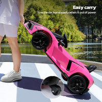 Licensed Lamborghini Car for Kids to Drive with Scissor Door,Toddler Ride on Toys with Remote Control,12V Battery Car for Kid with Bluetooth,MP3 Player,LED Light and Wide Seat, Hot Pink