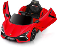 Licensed Lamborghini Car for Kids to Drive with Scissor Door,Toddler Ride on Toys with Remote Control,12V Battery Car for Kid with Bluetooth,MP3 Player,LED Light and Wide Seat, Hot Pink