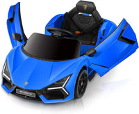Licensed Lamborghini Car for Kids to Drive with Scissor Door,Toddler Ride on Toys with Remote Control,12V Battery Car for Kid with Bluetooth,MP3 Player,LED Light and Wide Seat, Hot Pink