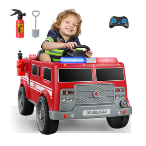 ELEMARA 12V Ride On Fire Truck with Siren & Lights